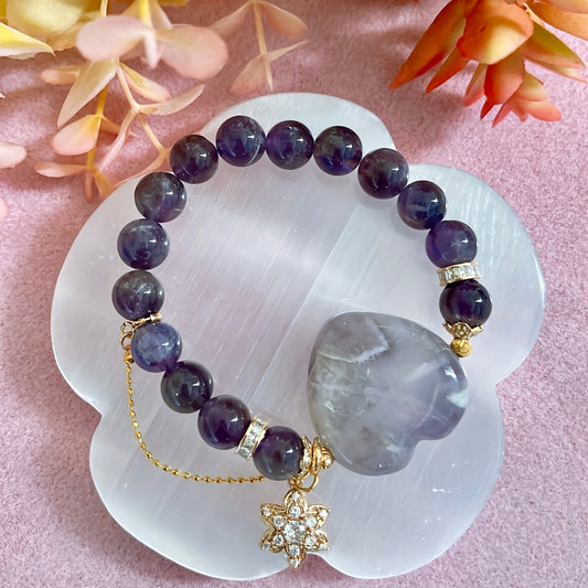 Amethyst with dream amethyst heart