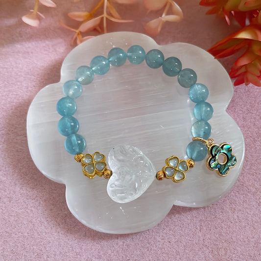 Aquamarine with clear quartz heart